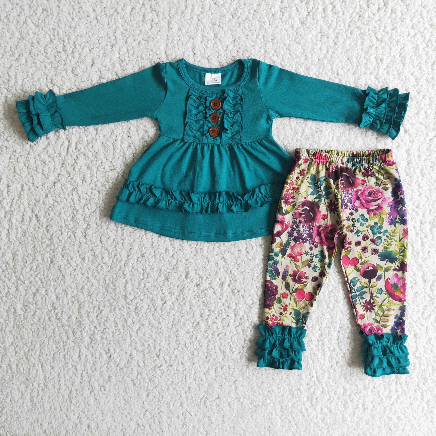 (Promotion)Long sleeve floral legging pants outfits 6 B12-20