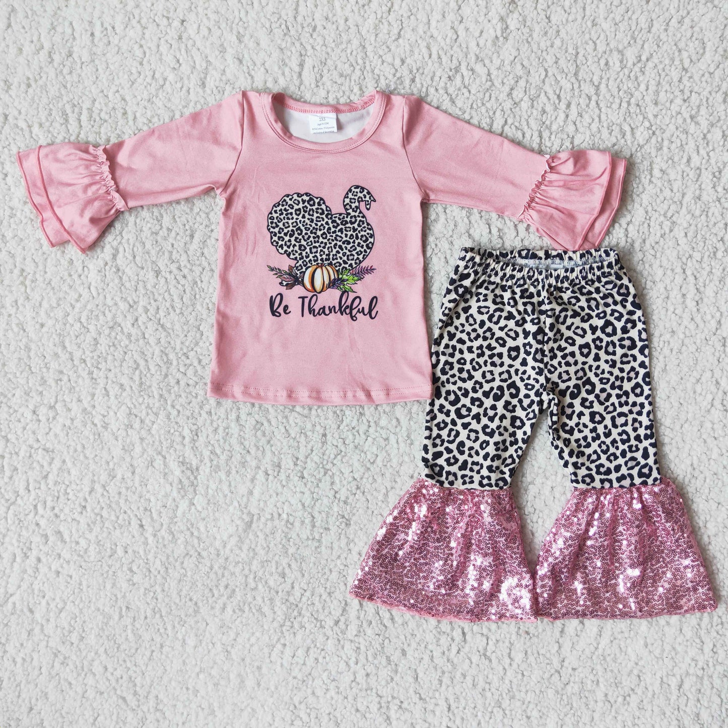 Long sleeve bell bottom sequin ruffle pants turkey outfits 6 B5-1