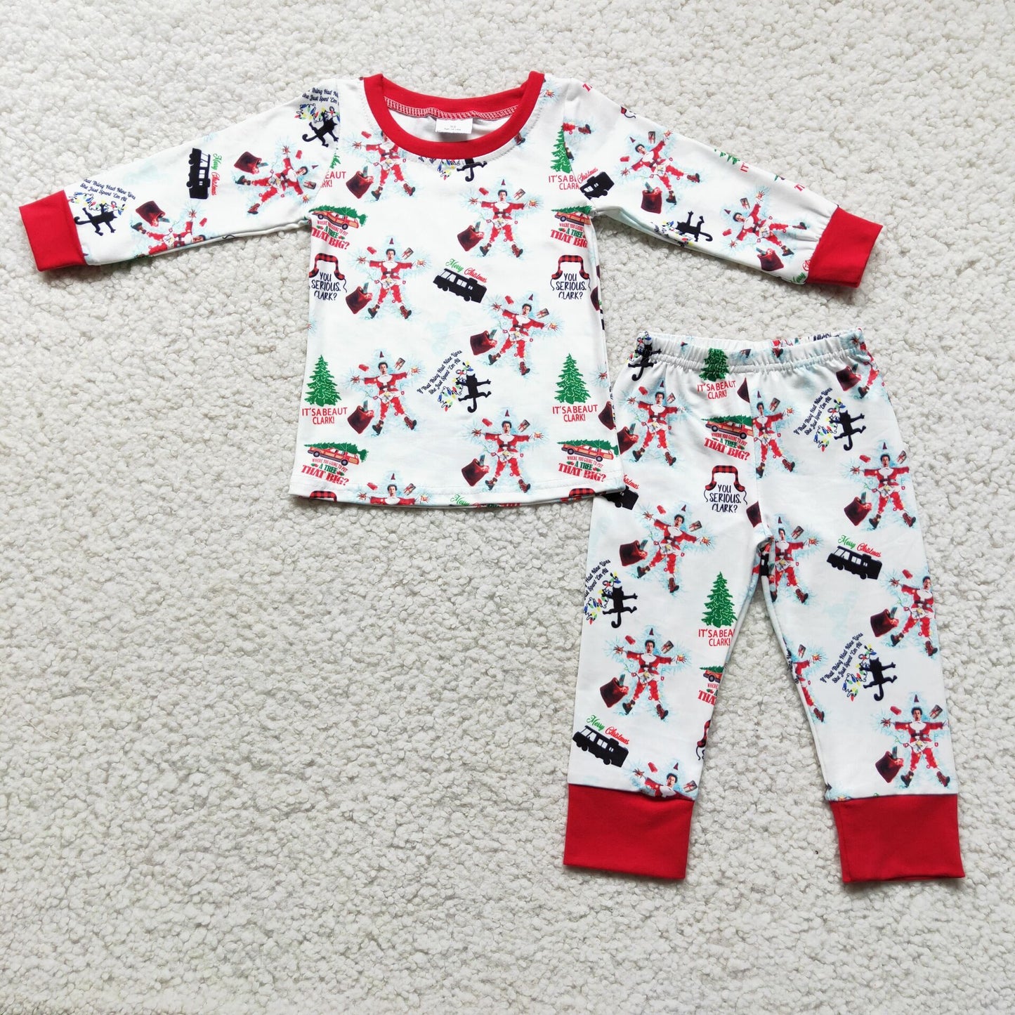 (Promotion)6 C11-16 Film Characters Print Boys Christmas Pajamas Clothes Set