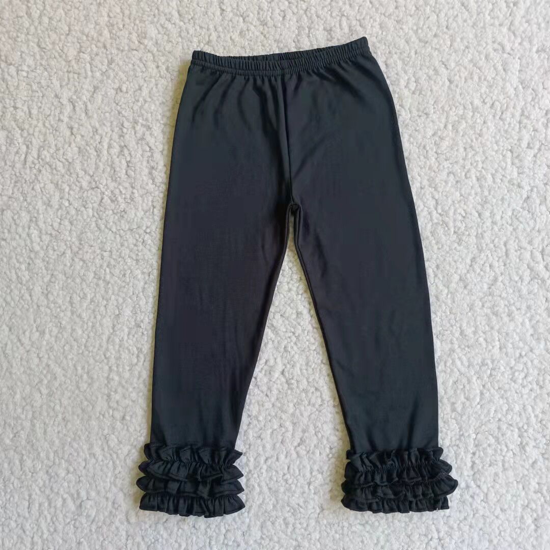Girls black cotton icing legging pants E3-26