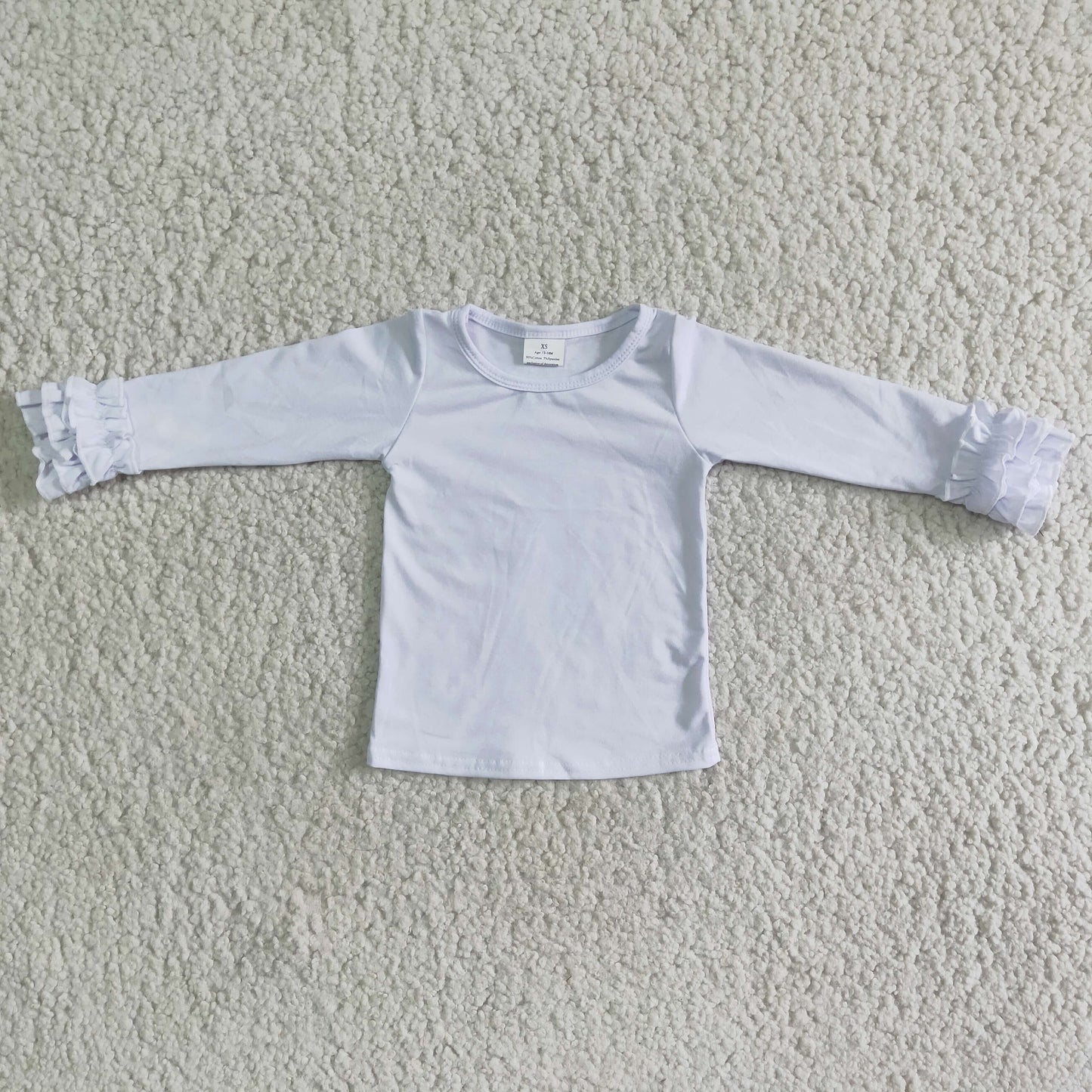 Long sleeve white cotton top for girls 6 A8-1