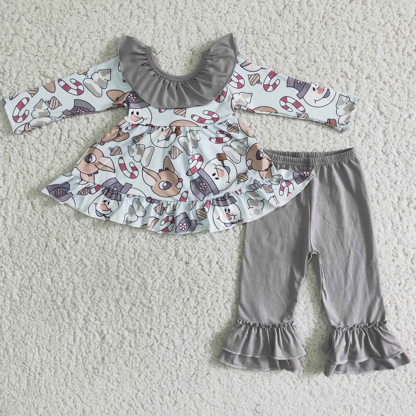(Promotion) Long sleeve ruffles pants Christmas outfits 6 B5-20