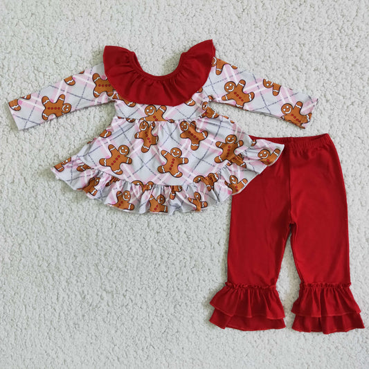 (Promotion) Long sleeve ruffles pants Christmas outfits 6 B8-5