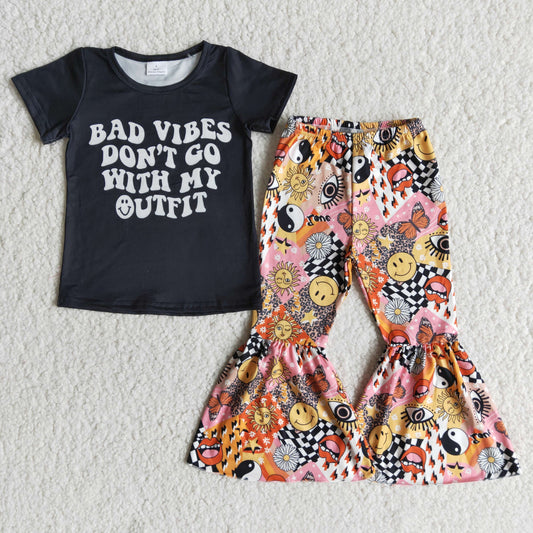 (Promotion)Short sleeve bell bottom pants outfits E7-1