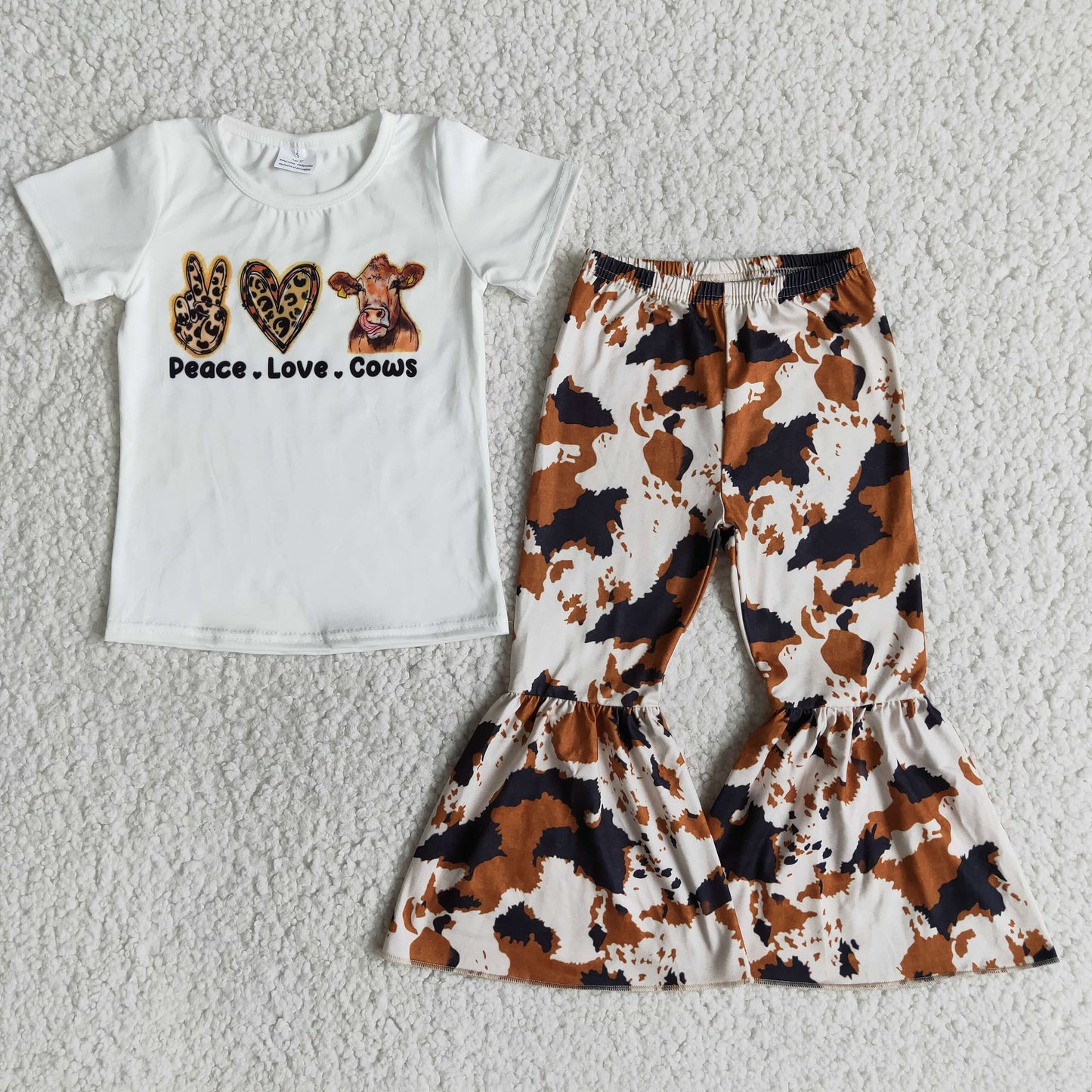 (Promotion)Girls cow print bell pants outfits B10-16