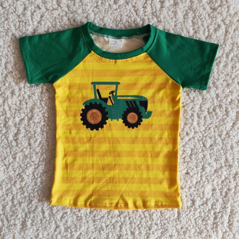 Boys short sleeve tractors print Tee shirts B11-3