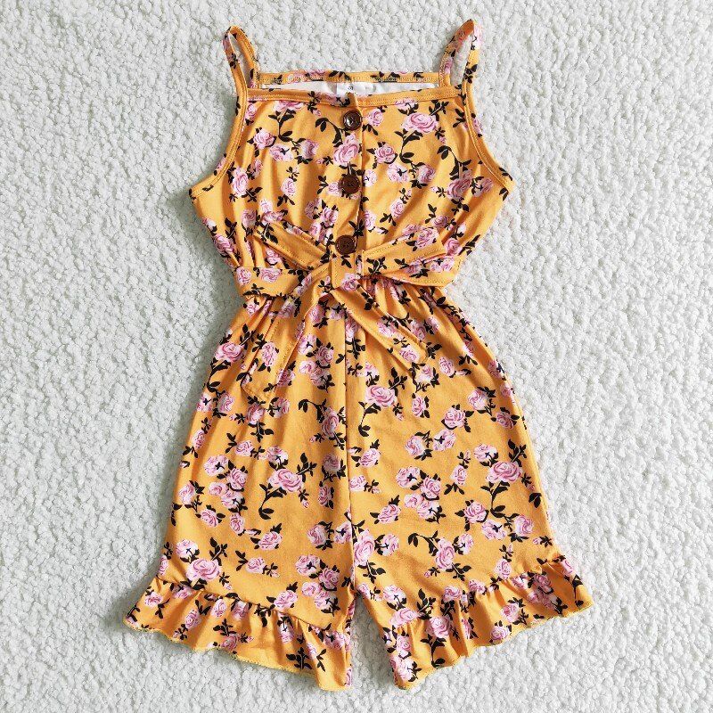 Girls summer flowers print jumpsuit SR0005