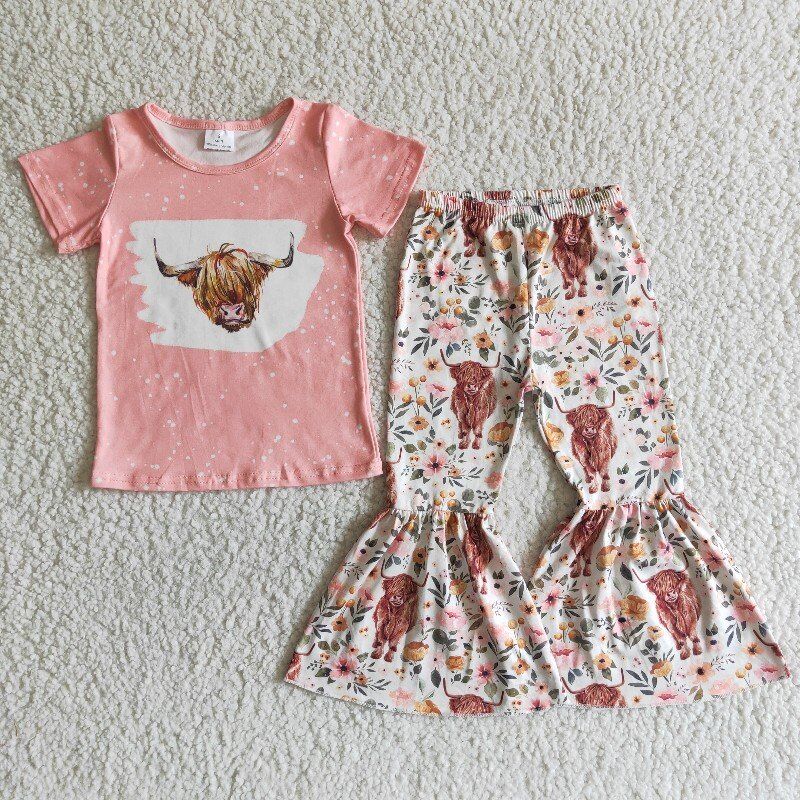 Short sleeve bell bottom pants outfits GSPO0030
