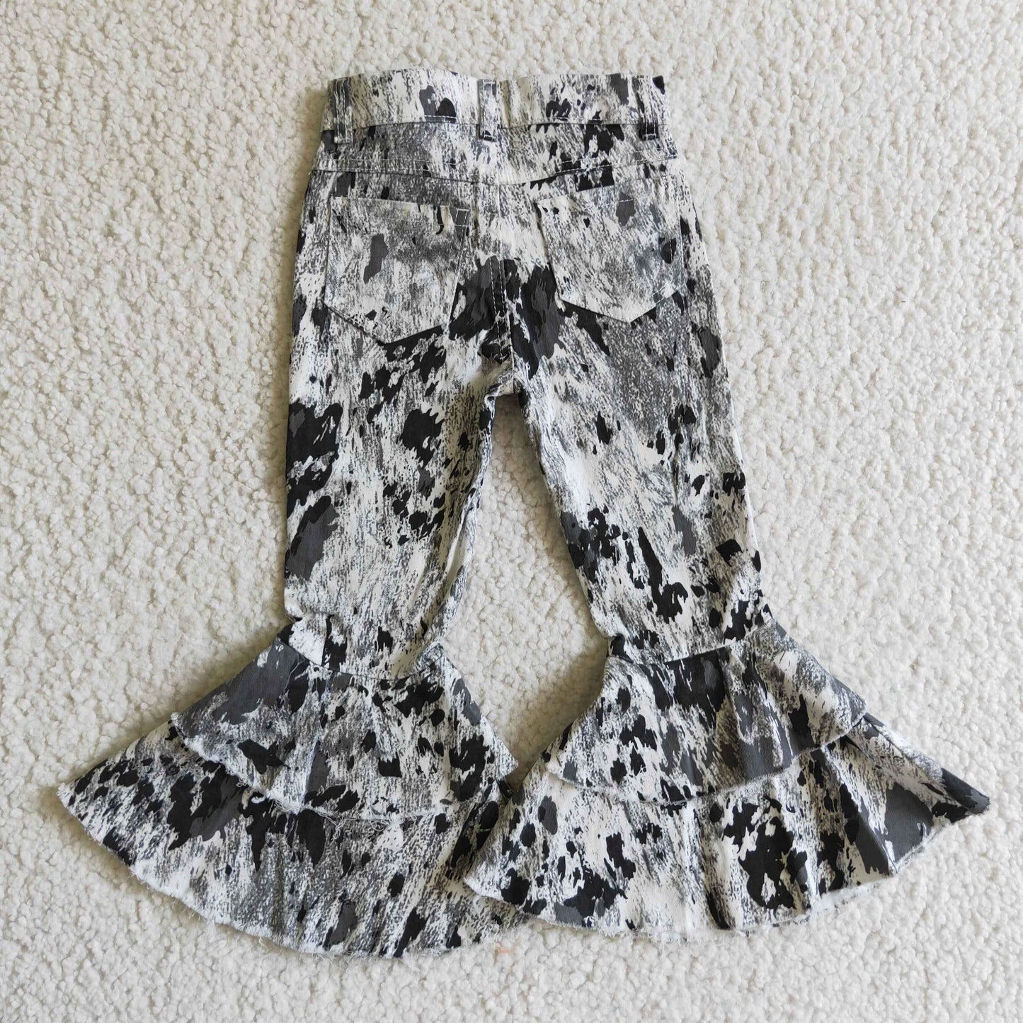Grey tie-dye denim bell bottom jeans P0023