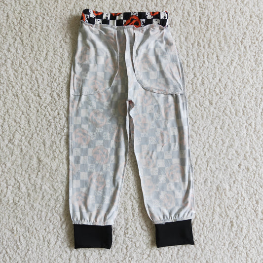 P0025 Pumpkin Plaid Kids Halloween Pockets Pants