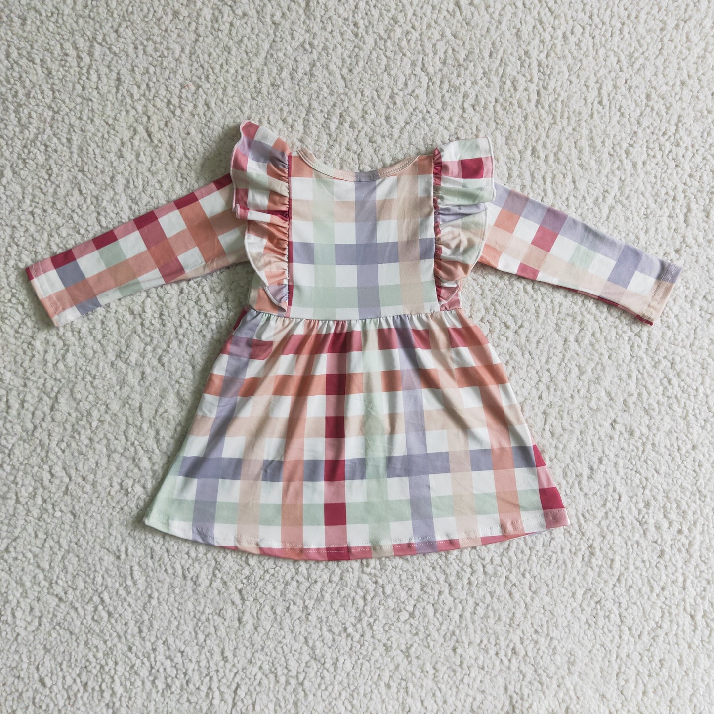 Girls long sleeve plaid dress GLD0117