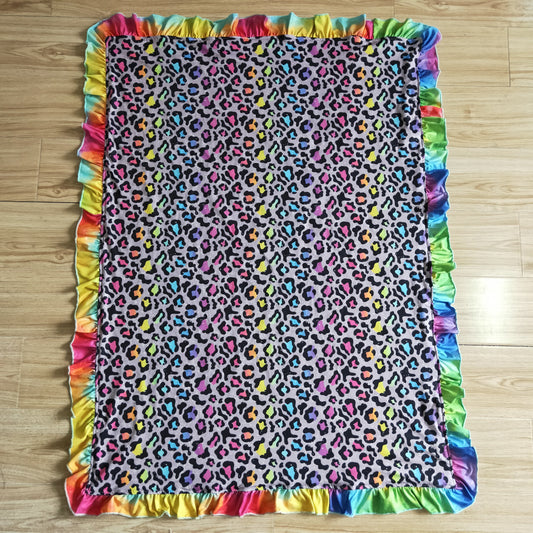 Ruffle leopard print blanket BL0028