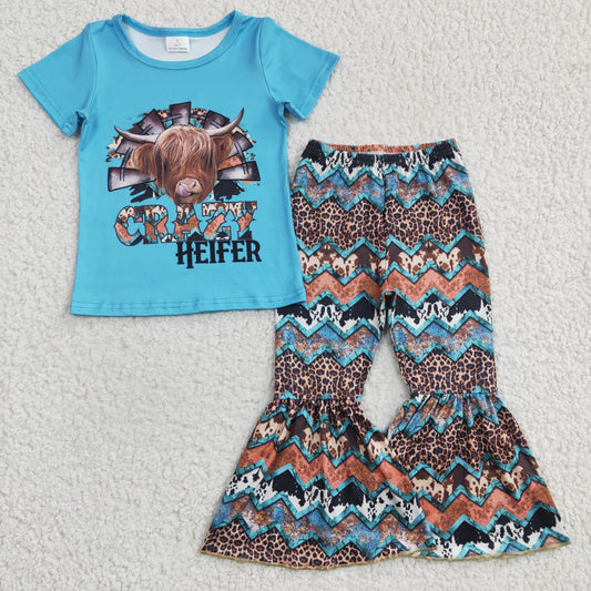 Girls CRAZY HEIFER print outfit GSPO0372