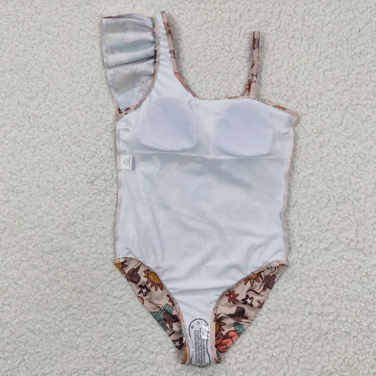 Girls western cactus print swimsuit S0034