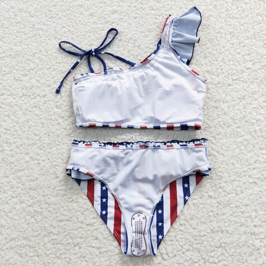 Girls 4th of July 2 pieces lining swimsuit S0042