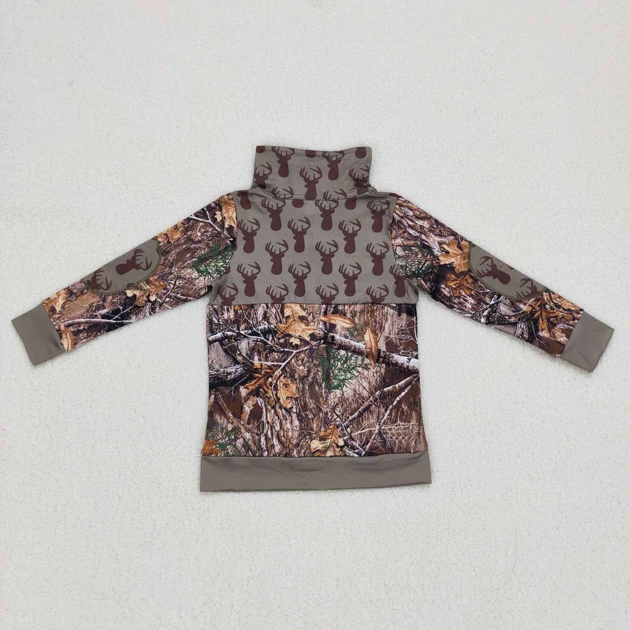 Boys Deer camo print boy zipper pullover BT0094
