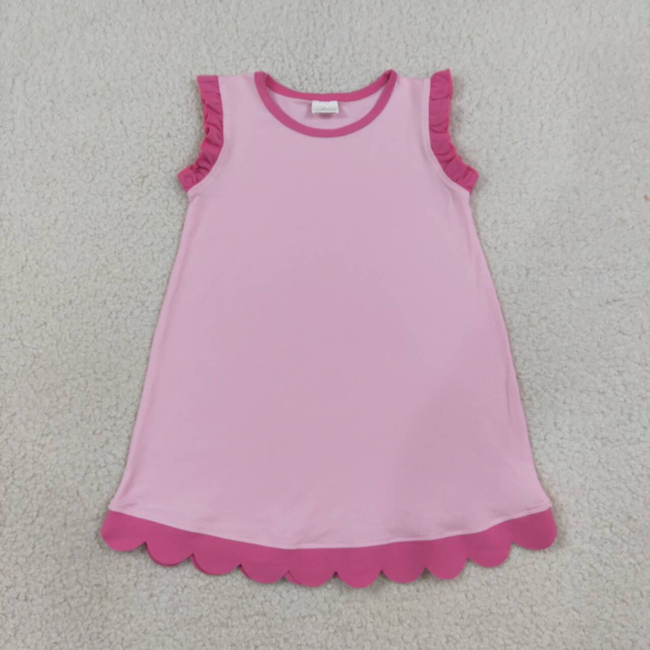 GSD4052 Pink Cotton Scallop Edge Toddler Girls Summer Dress