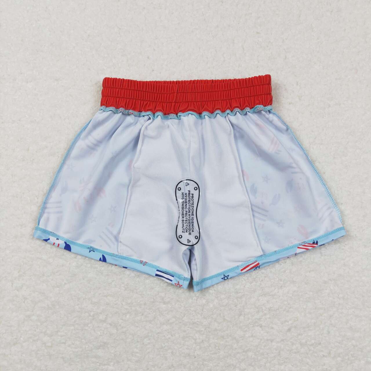 S0187 Crab Stars Print Boys 4th of July Swim Trunks