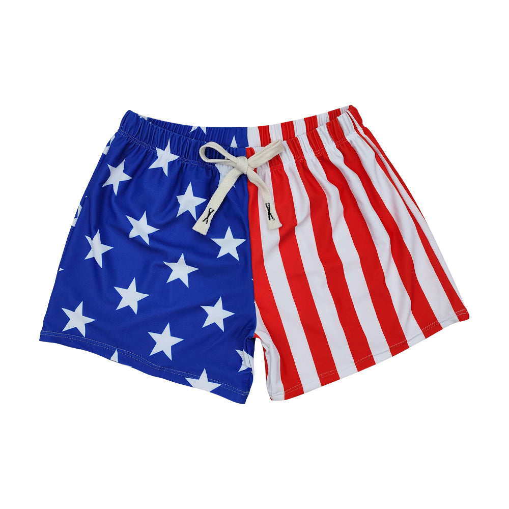 3.16 S0764 Preorder Stars Stripes Boys 4th of July Swim Trunks