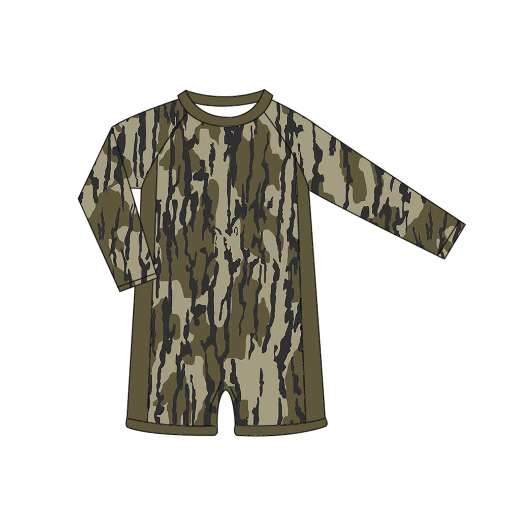 3.23 S0767 Dark Green Camo Long Sleeve One-piece Swimsuit Preorder