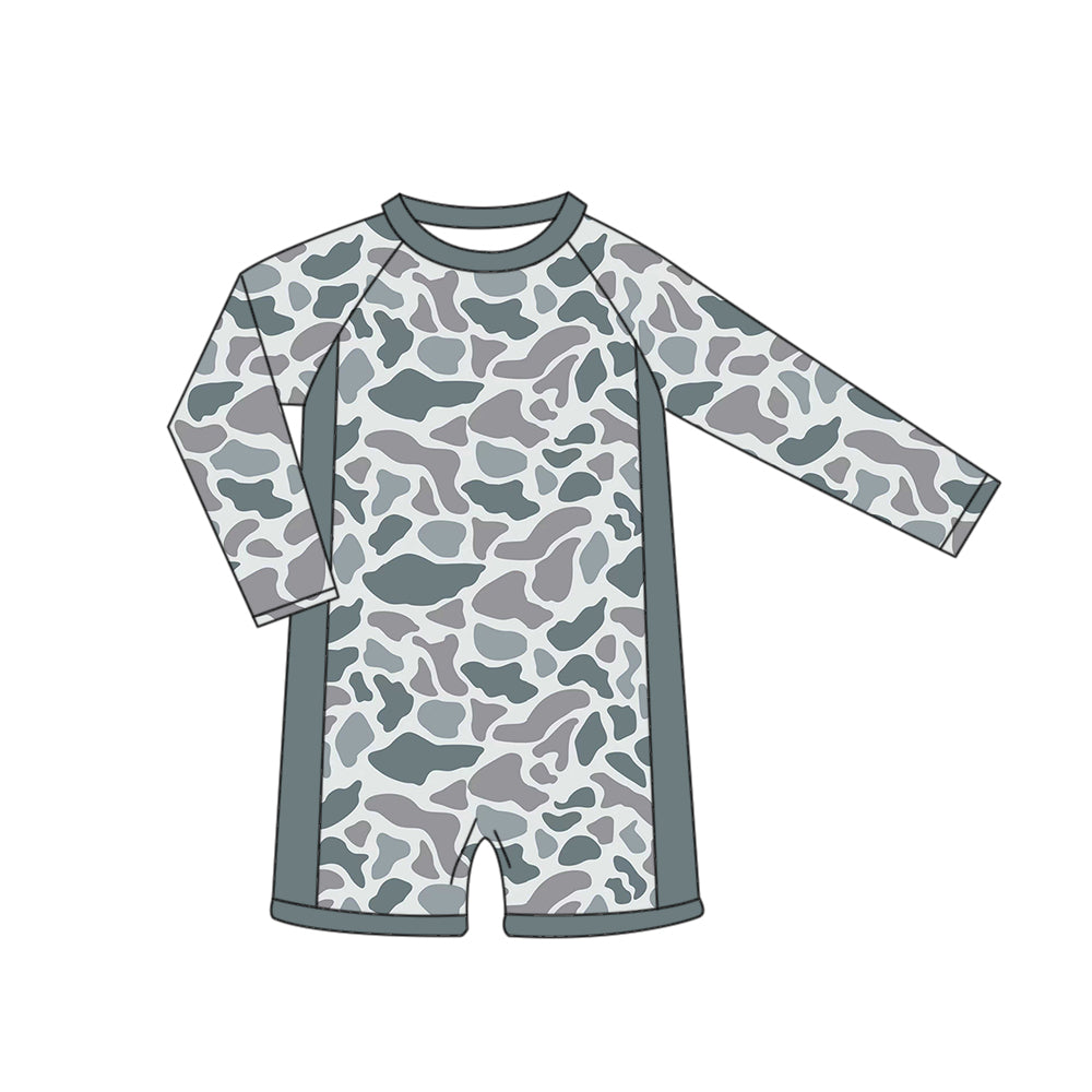3.23 S0768 Grey Camo Long Sleeve One-piece Swimsuit Preorder