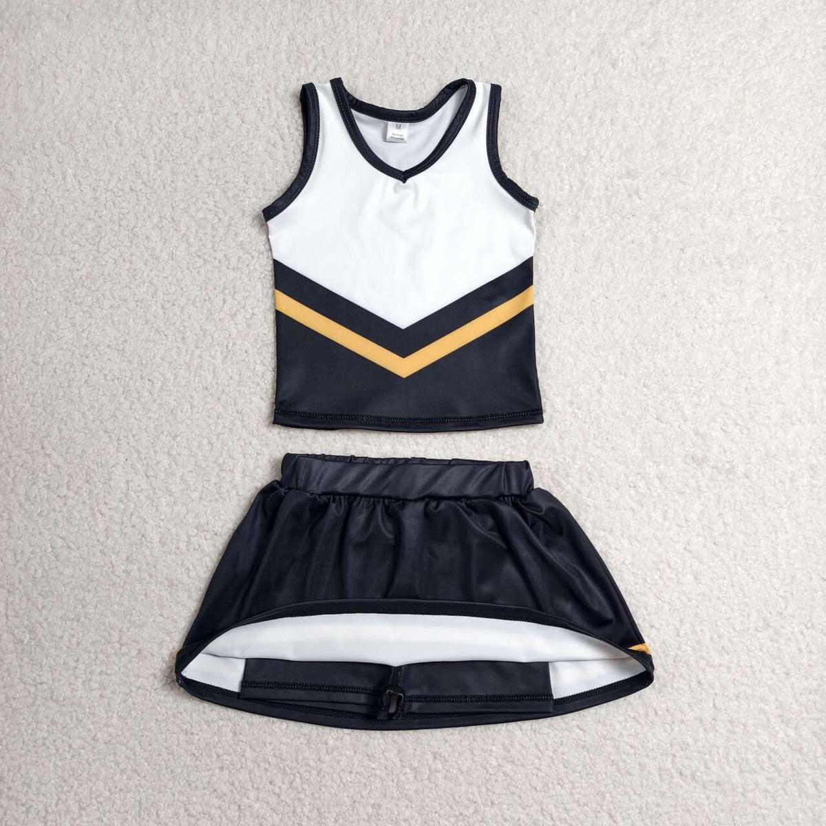 GSD4201 Girls Black Golden Sport Team Active Tank Top + Skort Outfit