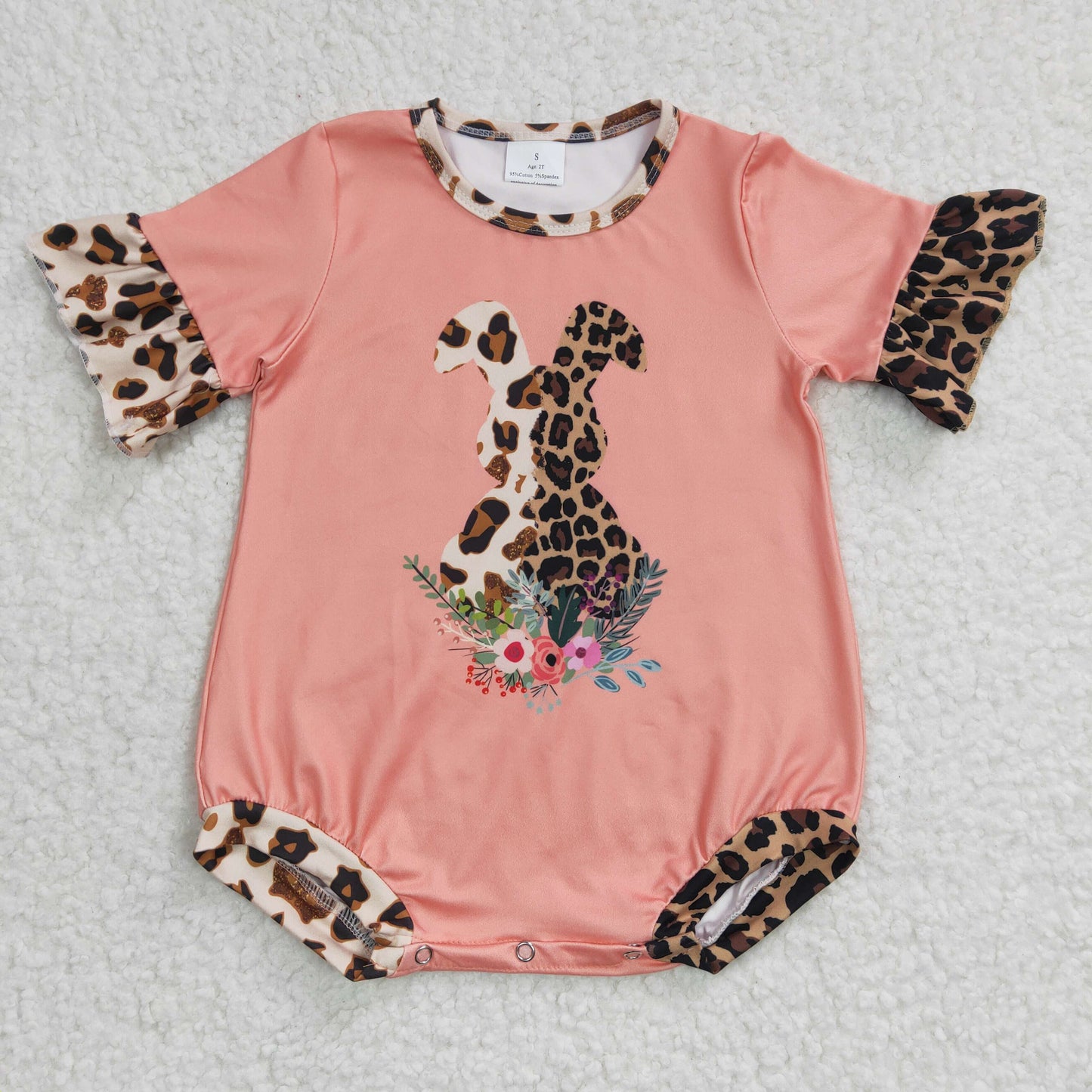 Baby girls leopard rabbit print Easter romper SR0117