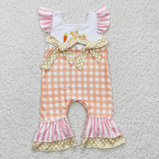 Baby girls Easter rabbit plaid print romper SR0129