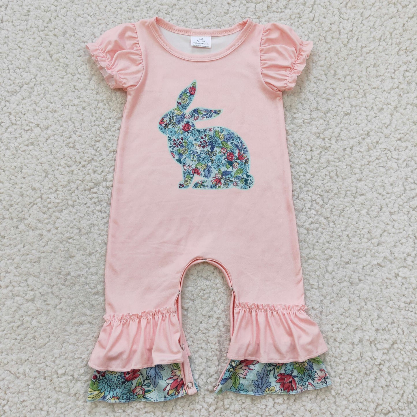Girls flowers print bunny romper SR0163