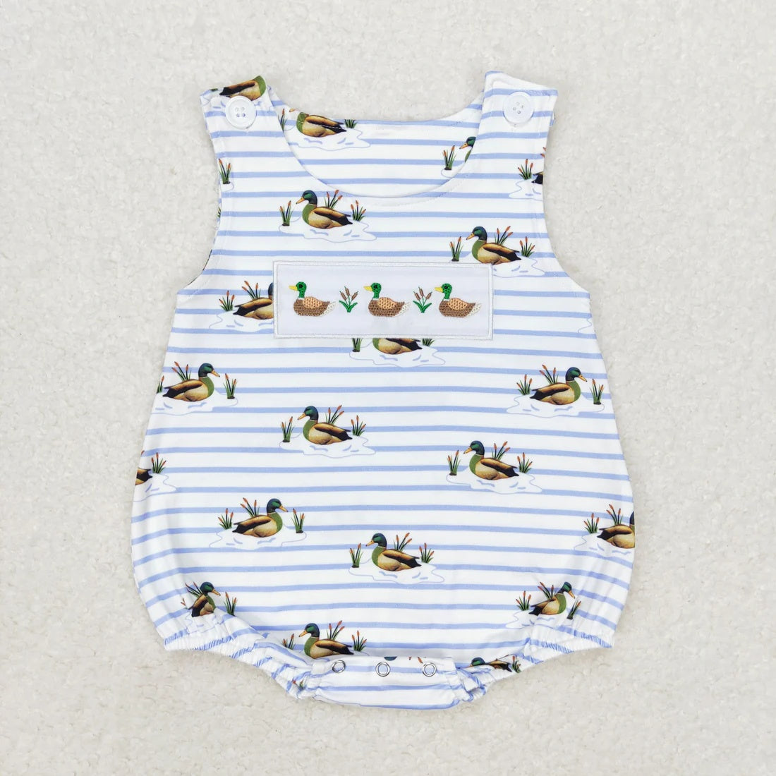 Sibling Toddler Boys Embroidery Mallard Duck Shorts Set+Bubble Romper