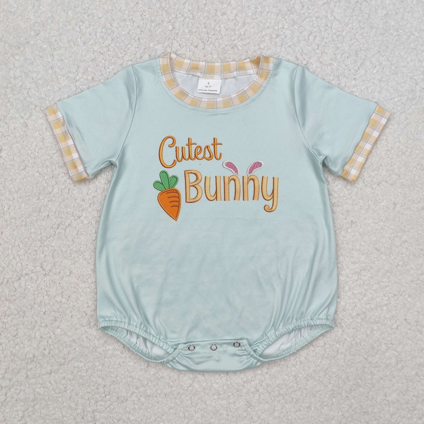 SR2198 Cutest Bunny Carrot Print Baby Boys Short Sleeve Romper