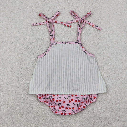 Baby Infant Girls Cute Cherry Straps Rompers