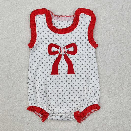Sibling Baby Girls Baseball Bow Rompers Clothes Outfit