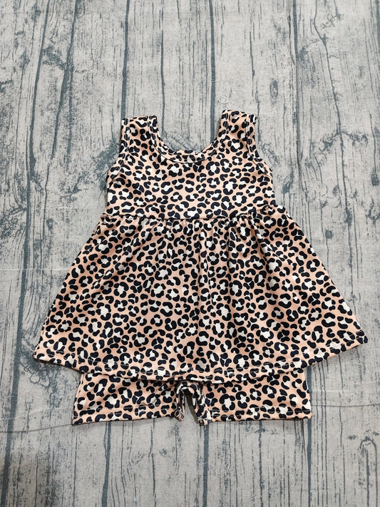 Baby Girls Leopard Sleeveless Bubble Romper With Romper Preorder