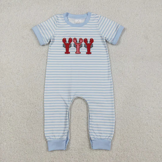 Sibling Baby Boys Short Sleeve Embroidery Pant Hunting Team Rompers