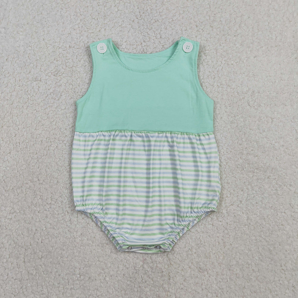 SR3894 Stripes Green Print Baby Boys Summer Sleeveless Summer
