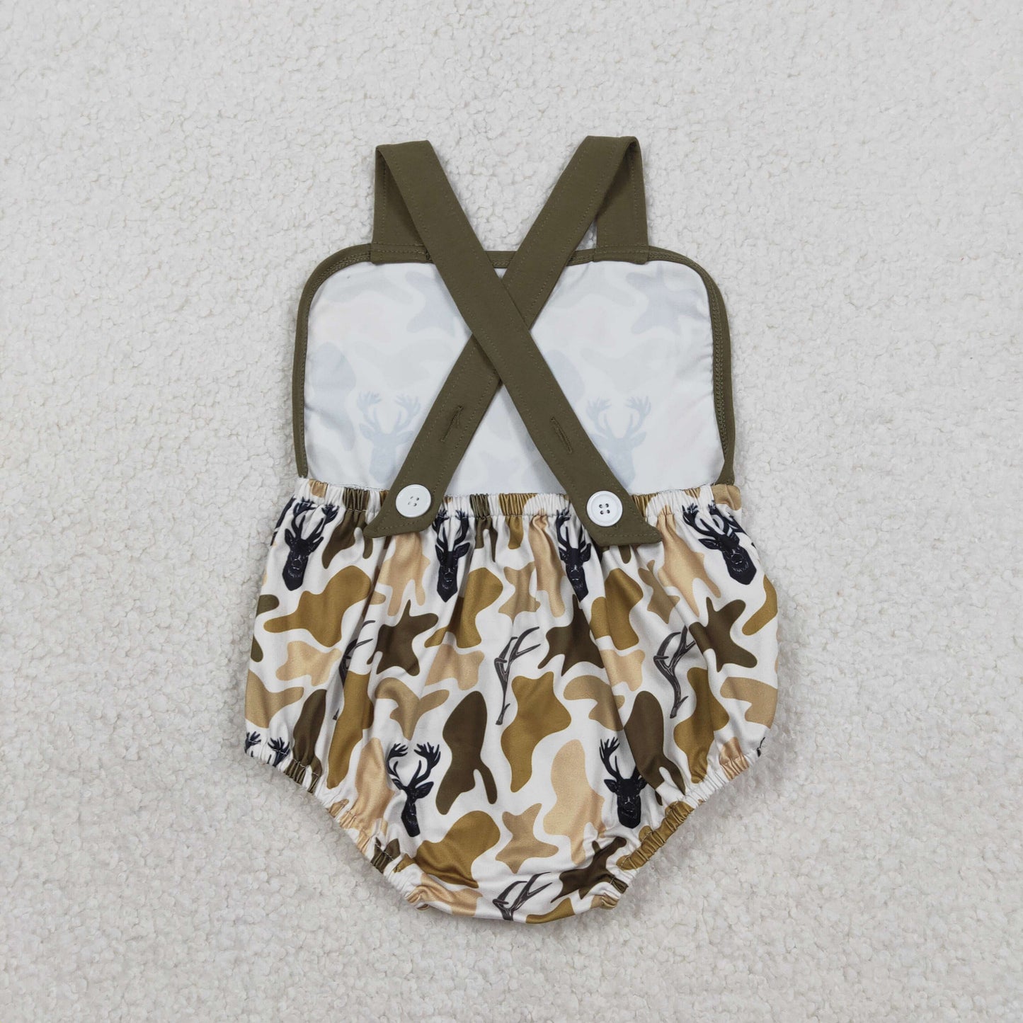 Sibling Baby Boys Strap Southern Camo Hunting Rompers