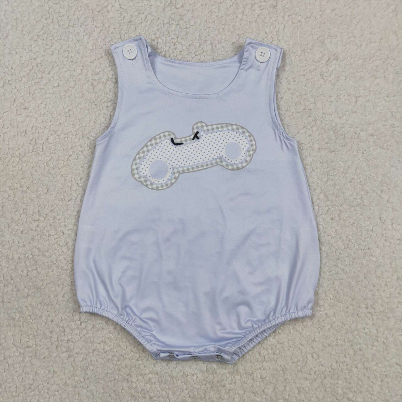 SR4013 Car Dots Light Blue Baby Boys Sleeveless Romper