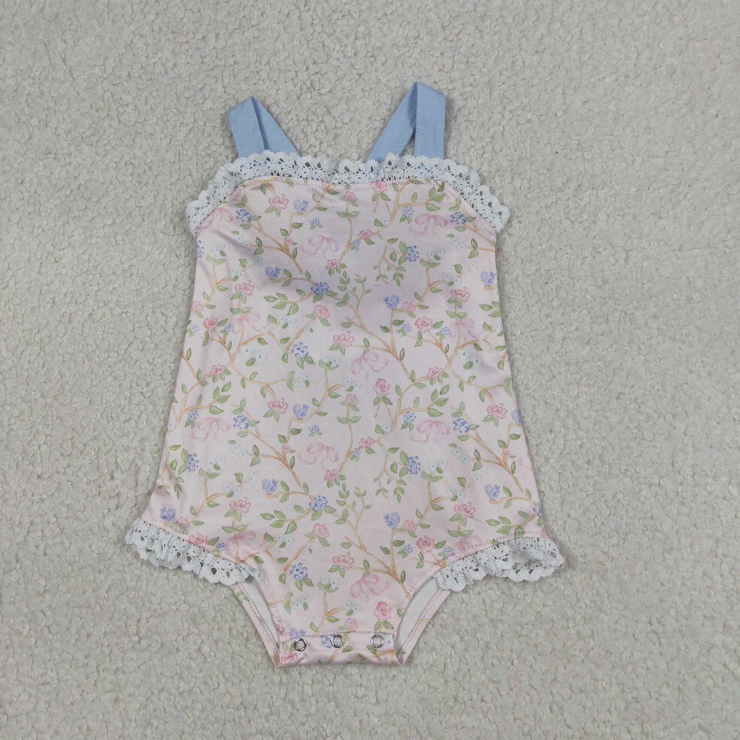 Small Flowers Print Baby Girls Summer Strap Romper