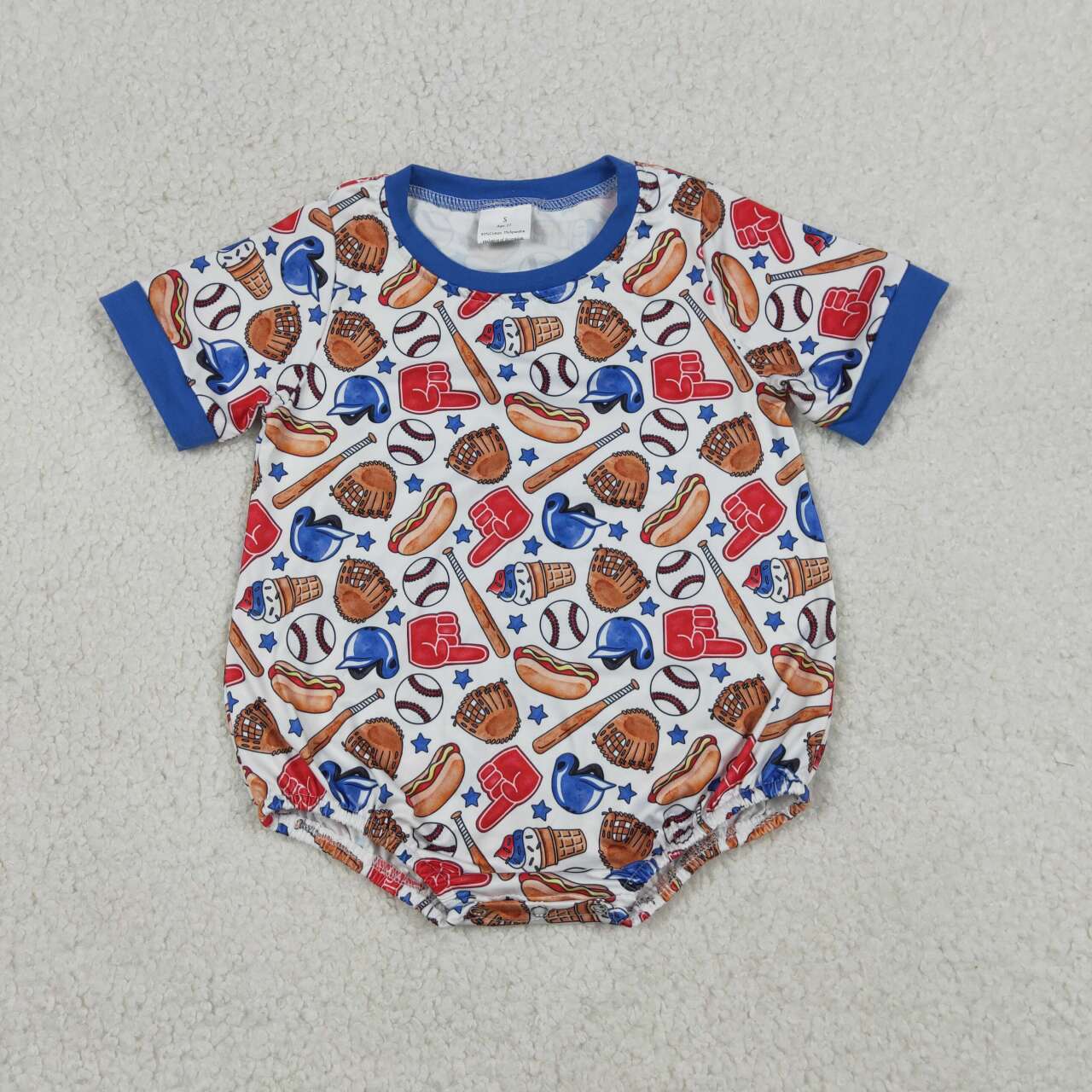 Baseball Stars Print Baby Boys 4th of July Romper
