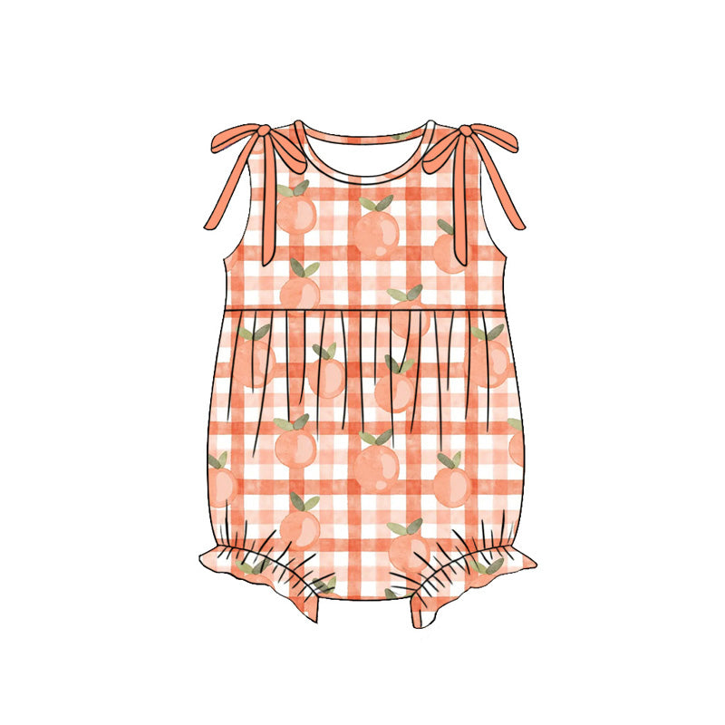 4.7 SR4170 Preorder Peach Plaid Girls Sleeveless Romper