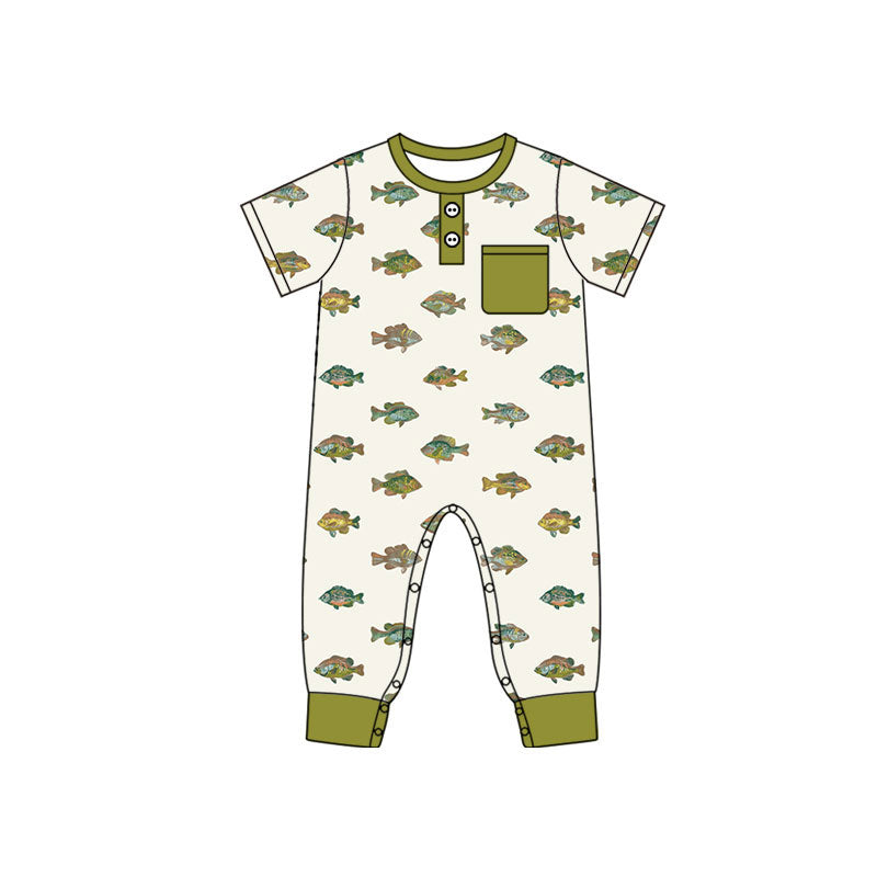 4.17 SR4203 Preorder Fish Pocket Baby Boys Summer Romper