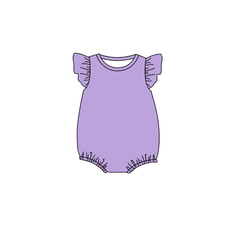 5.6 Baby Girls Purple Flutter Sleeve Bubble Romper Preorder