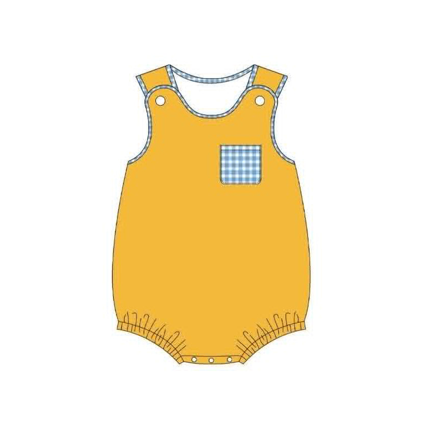 5.8 SR4267 Preorder Orange Pocket Baby Boys Sleeveless Bubble Romper