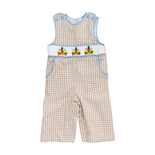 6.18 Preorder SR4277 Turkey Plaid Print Baby Boys Thanksgiving Pockets Romper
