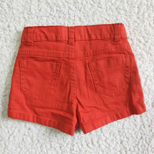 Girls Red Ruffles Elastic Waistband Jeans Summer Denim shorts SS0010