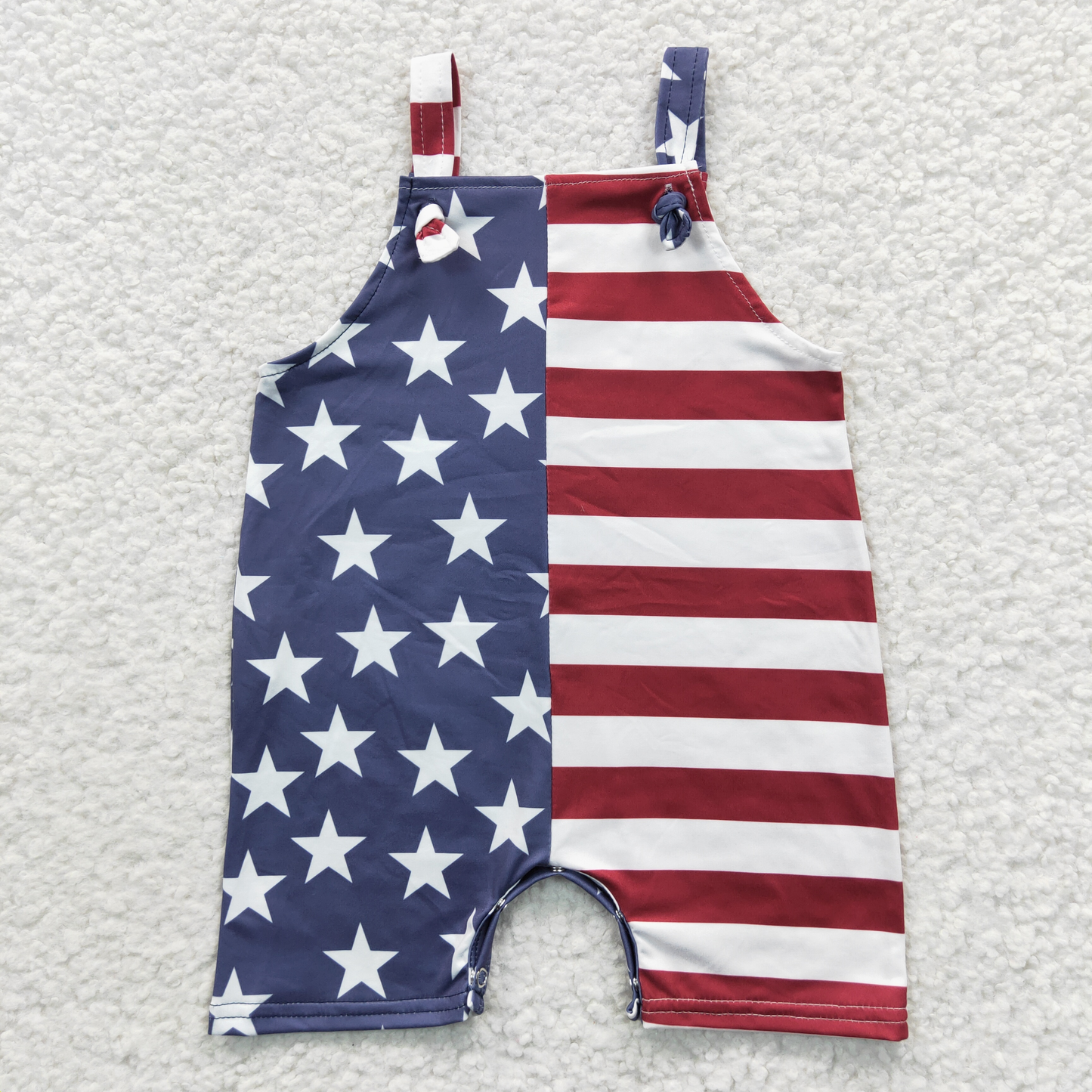 SS0069 Stars Stripes Print Baby Boys 4th of July Strap Romper