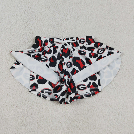 SS0814 Teams Georgia Leopard Print Girls Bottom Summer Yoga Flutter Shorts