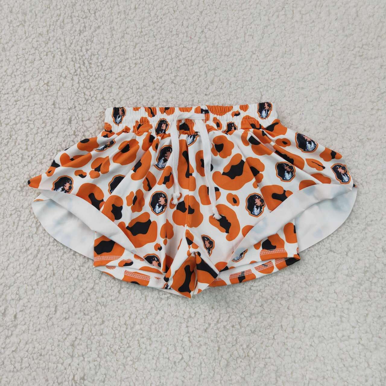 SS0816 Teams Tennessee Leopard Print Girls Summer Bottom Yoga Flutter Shorts