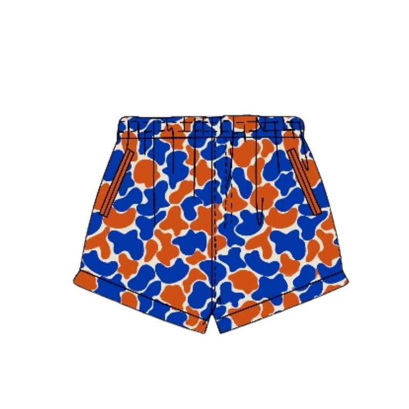 3.26 SS0876 Baby Girl Orange Blue Camo Shorts Preorder